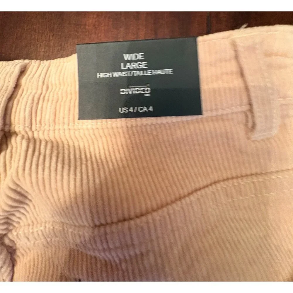 Beige Corduroy Wide Leg Pants For Quirky Fashion Lovers Size 4 - Picture 8 of 11